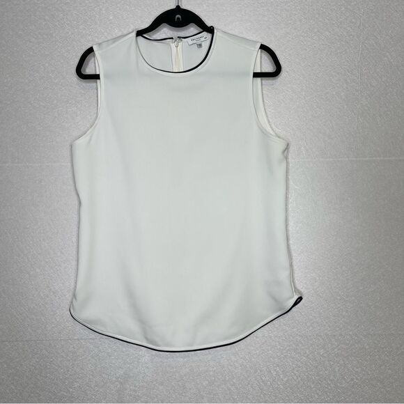 Equipment Lyle Contrast Trim Sleeveless Top M - Picture 2 of 5